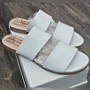 >NEW< Katz And Birds White Leather Summer Sandals Sz 41